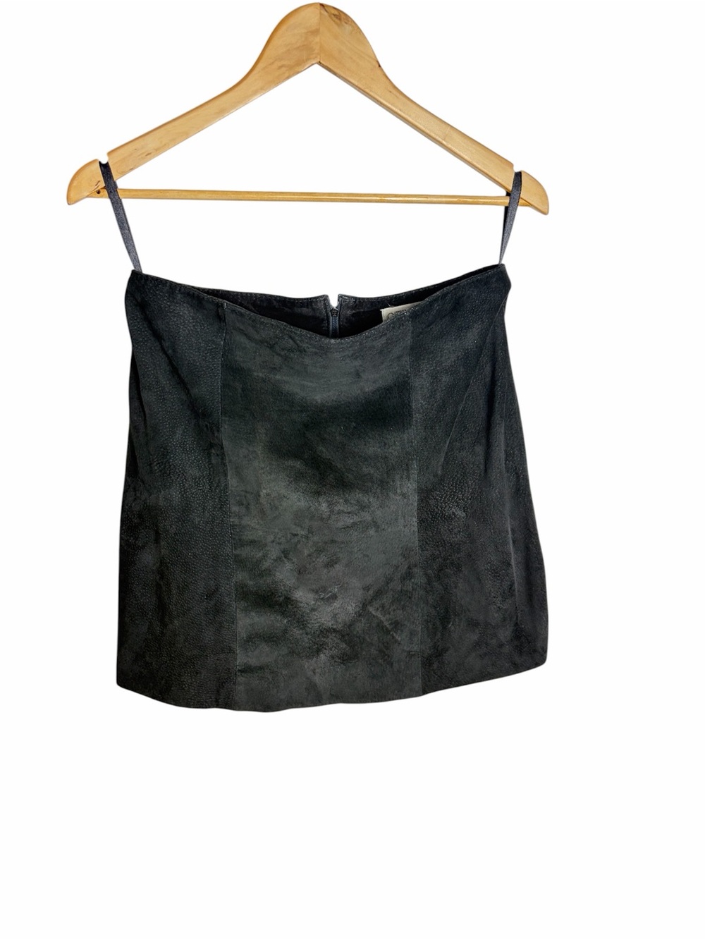 Vintage 80s/90s Otello pelle black leather suede mini skirt size 13/14